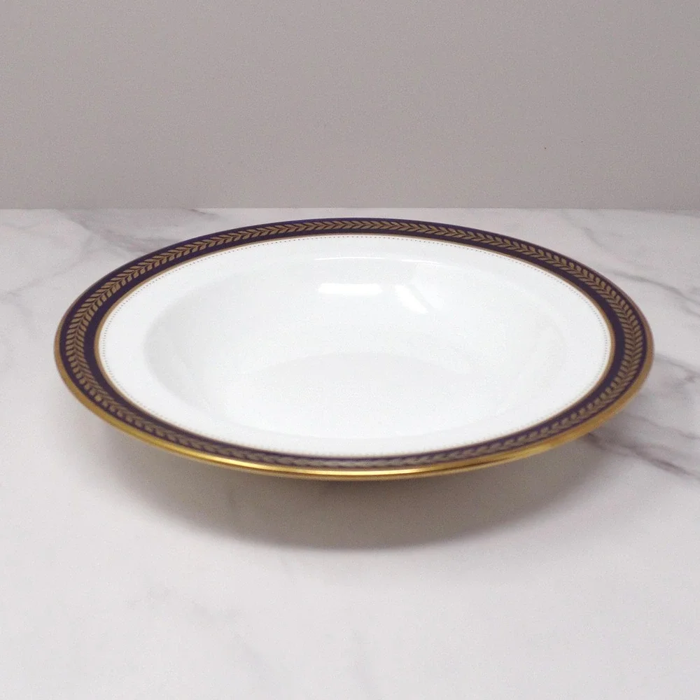 Vintage Coalport Bone China Blue Wheat Rimmed Soup Bowl